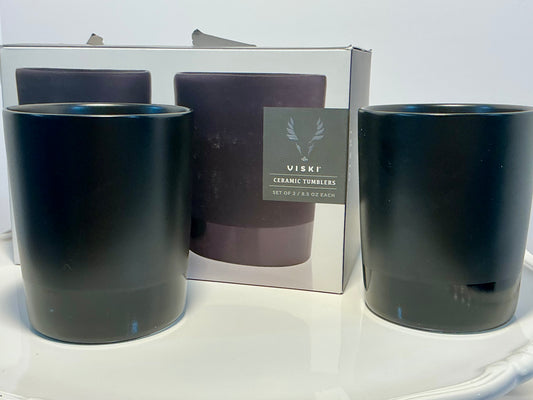 Viski Harrison Black Ceramic Stoneware 8.5 oz Tumblers Set of 2