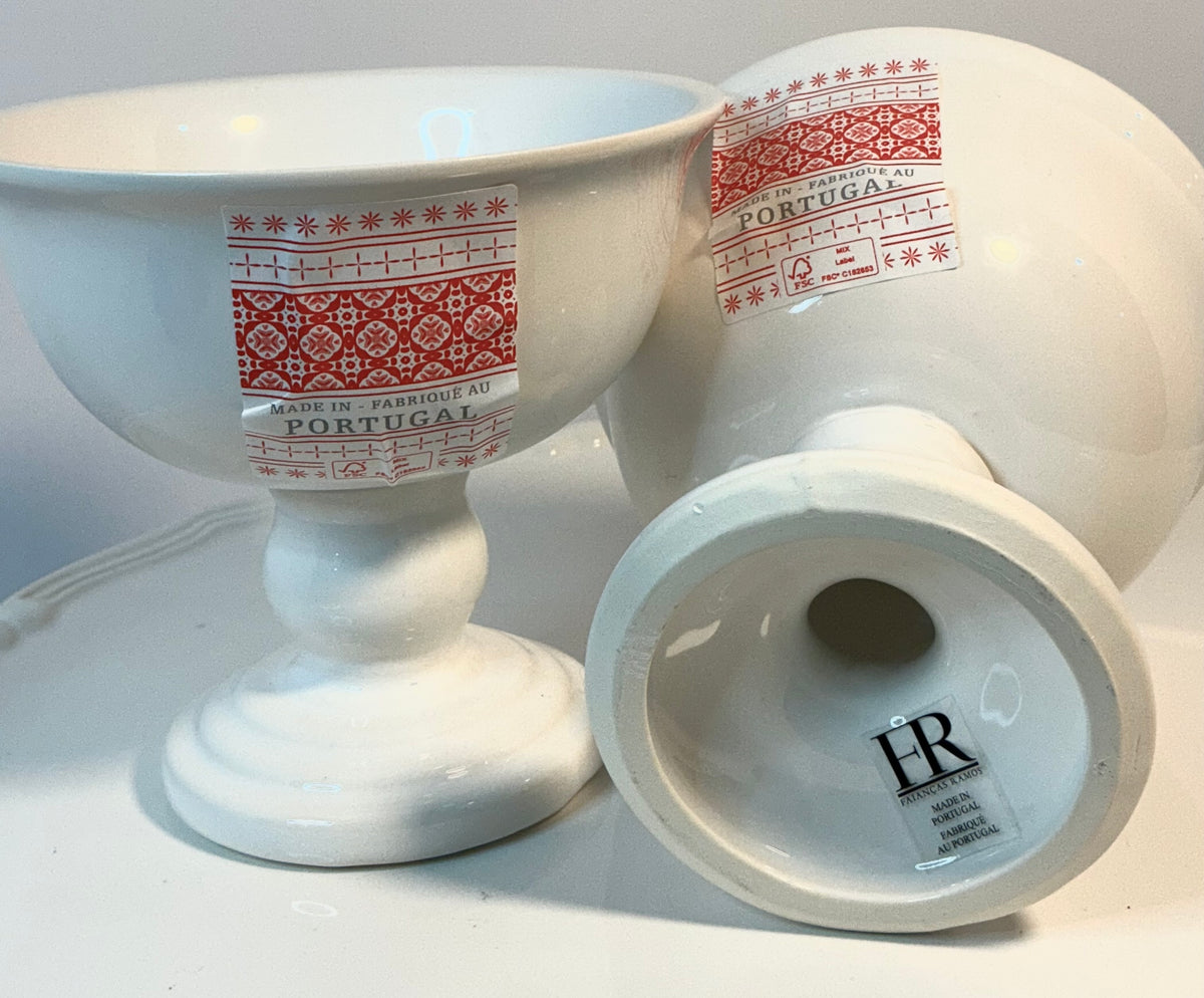 Made in Portugal set of 2 Pedestal Fruit , Ice Cream Bowls