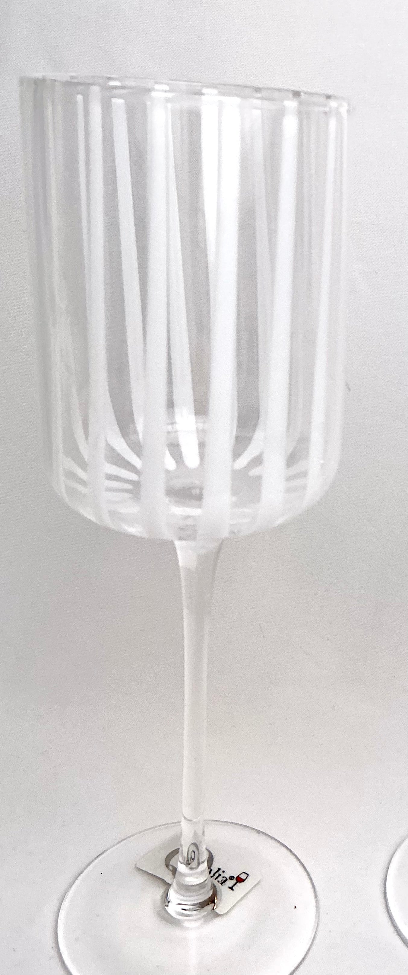 Qualia Glass Blue Striped “Posh” Wine Glasses-Set of 2- Hand-Blown Crystal 9”H