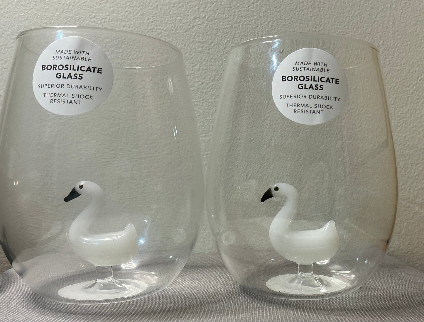 The Ardon Collection Swan Stemless Wine Glasses Set of 2 16.5oz