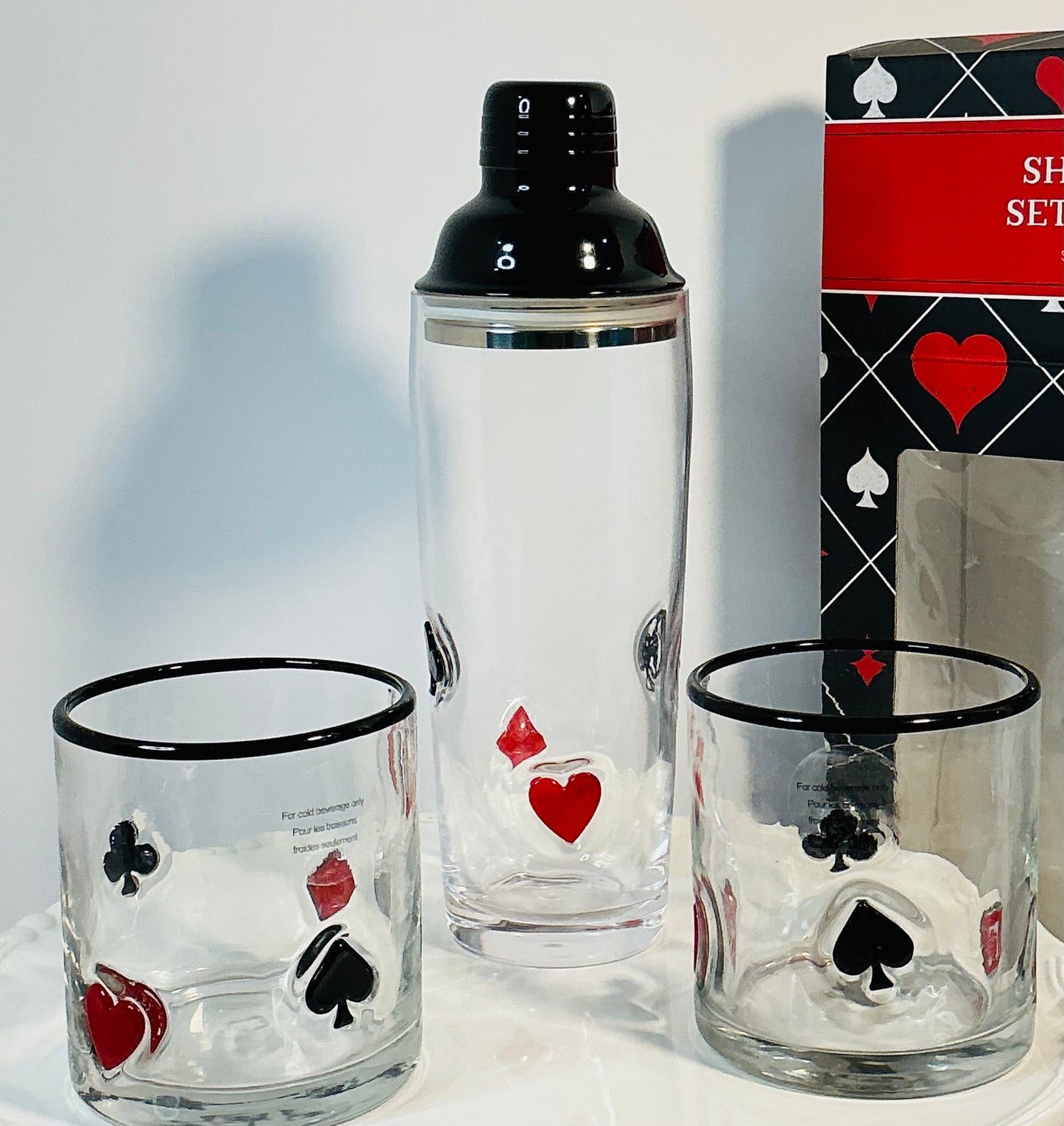 Anthropologie Dupe Poker Casino Set of Whiskey Glasses & Shaker