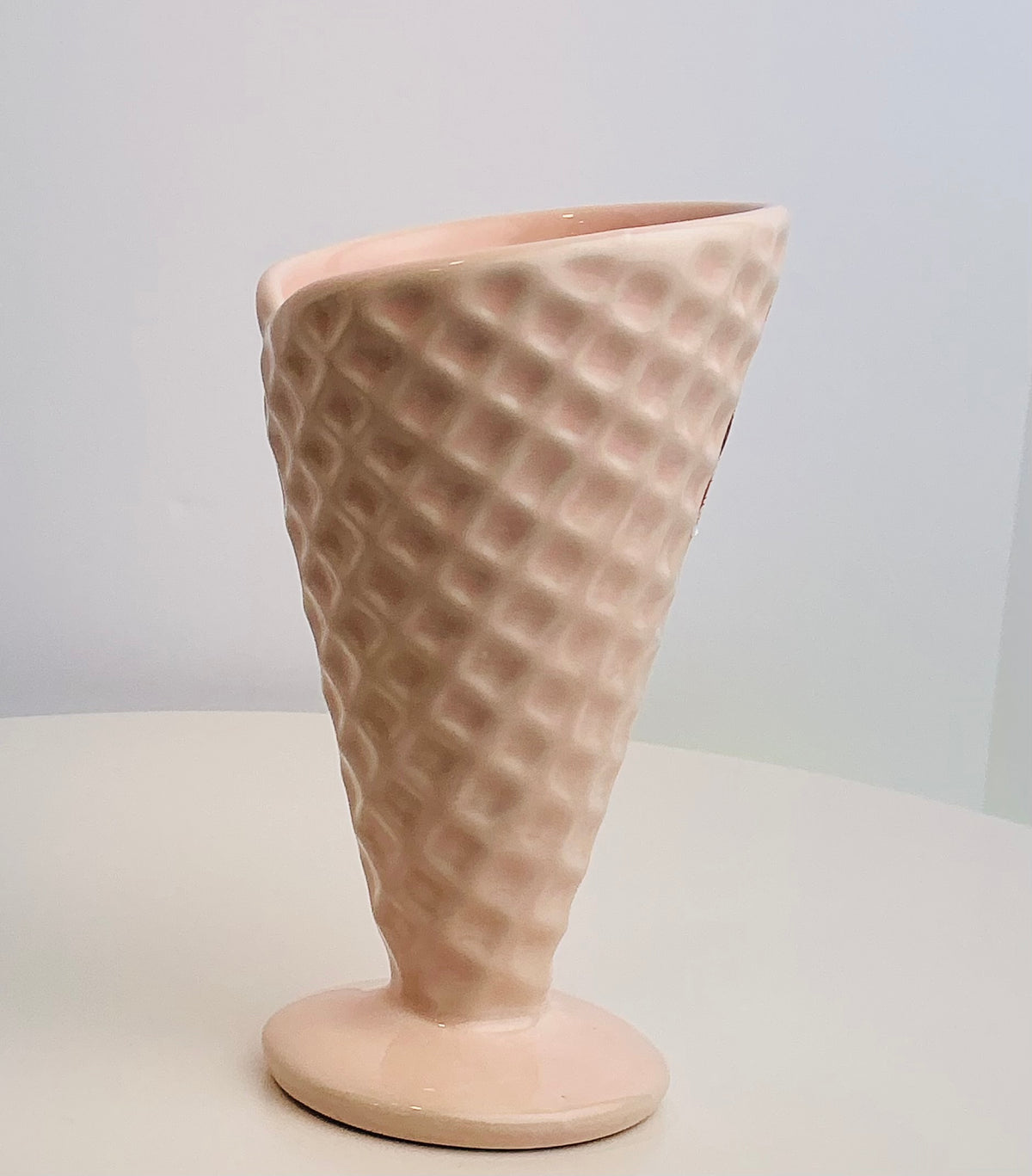 Pastel Ice Cream Sundae Cup OR Waffle Texture Glass Made in Portugal Pink Blue Yellow 4.75”