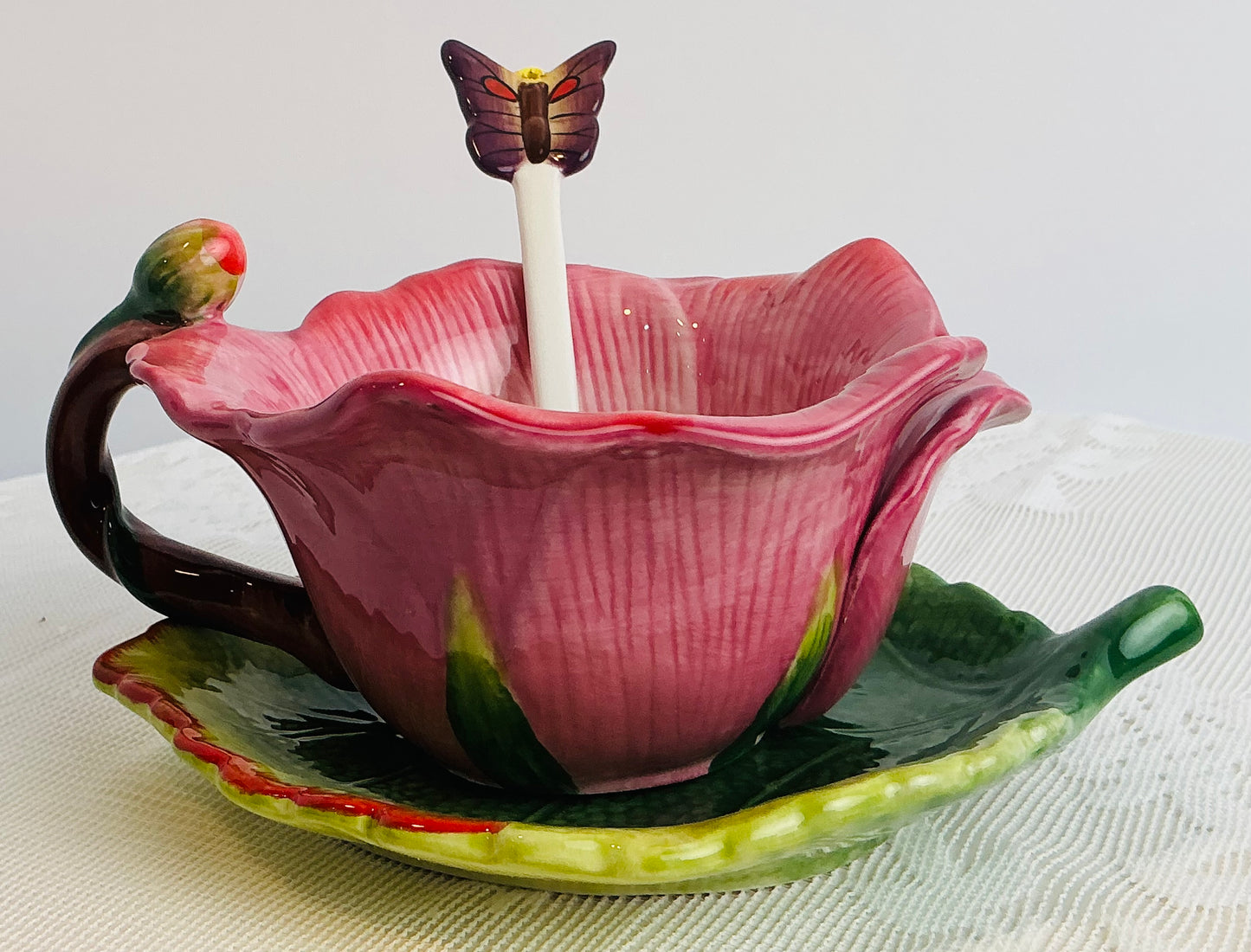 CornerRuby Garden Collection Handcrafted Flower Mug & Teacup Set