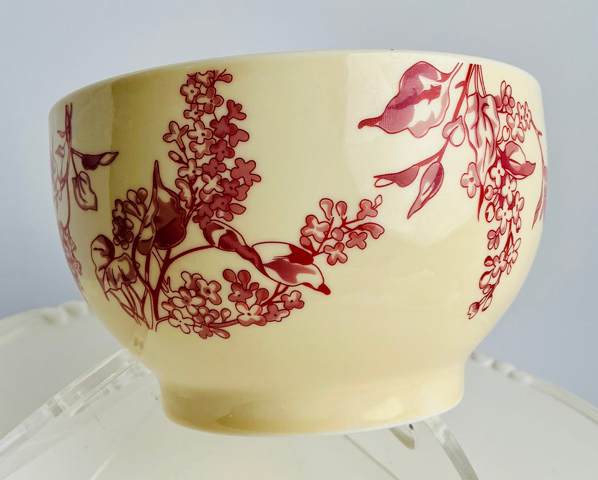 Potter’s Studio Fine Ceramic Bowl - Red Allover Floral & Striped Panel Variants New , stripped 6”x3” floral 6”x 3.5” toile embossed farmhouse