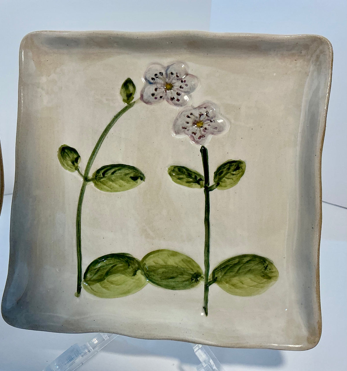 Potter’s Studio Hand-Painted Lavender Floral Square 5x5 Small Ceramic Dish