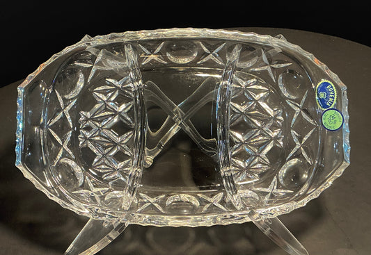 Bohemia 24% Lead Crystal divided serving dish or relish tray,Made in the Czech Republic 5”x8”