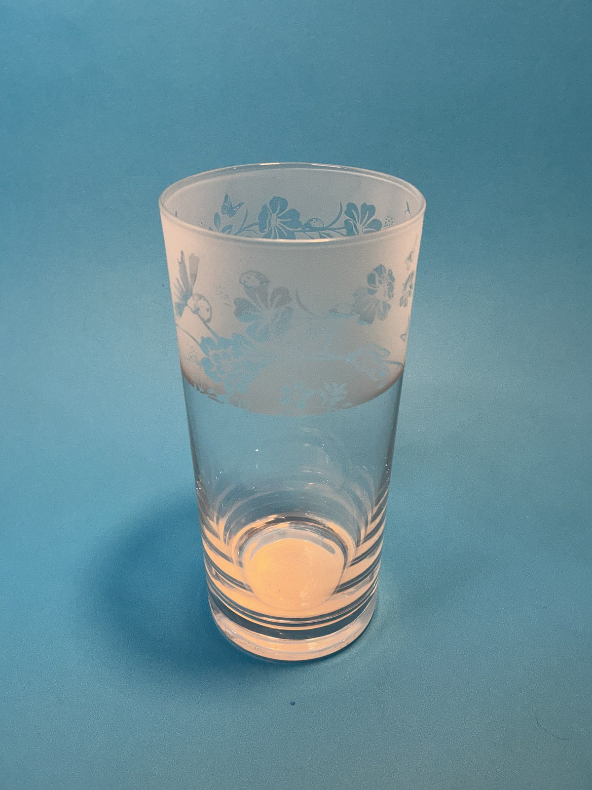 Milford Collection Scottish Thistle Tumbler Animo  Glass Etched 6” one piece Made in France