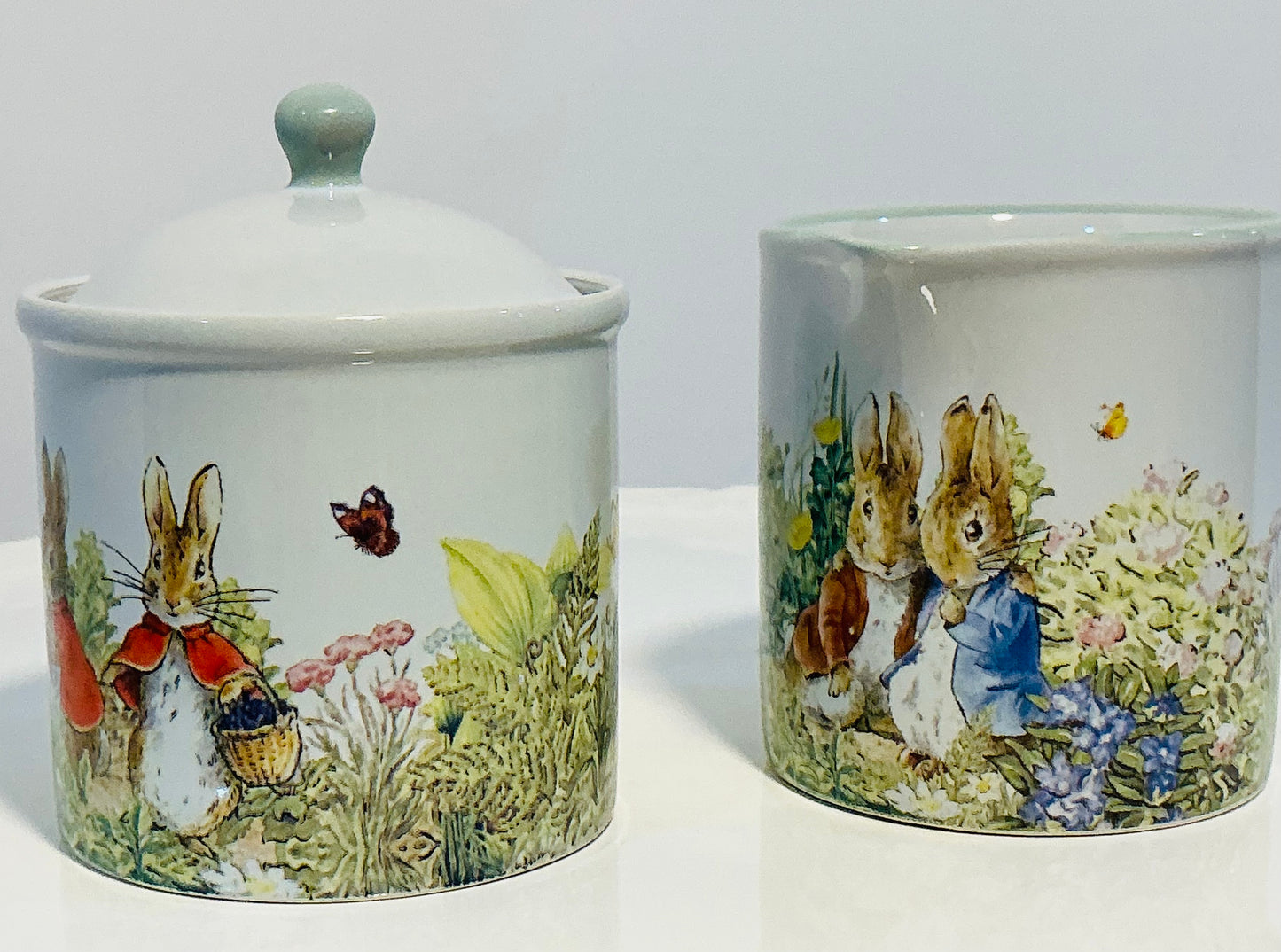 Beatrix Potter Peter Rabbit Set of Creamer and Sugar Bowl perfect for Easter and Spring