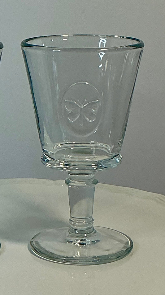 La Rochère Papillon (butterfly)Clear Wine Glasse Made in France 6 "
