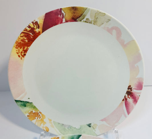 Godinger Claro Watercolor 9” Dinner Plate Set of 4 Fine Porcelain Floral