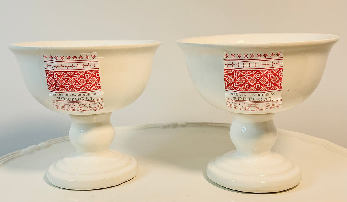 Made in Portugal set of 2 Pedestal Fruit , Ice Cream Bowls