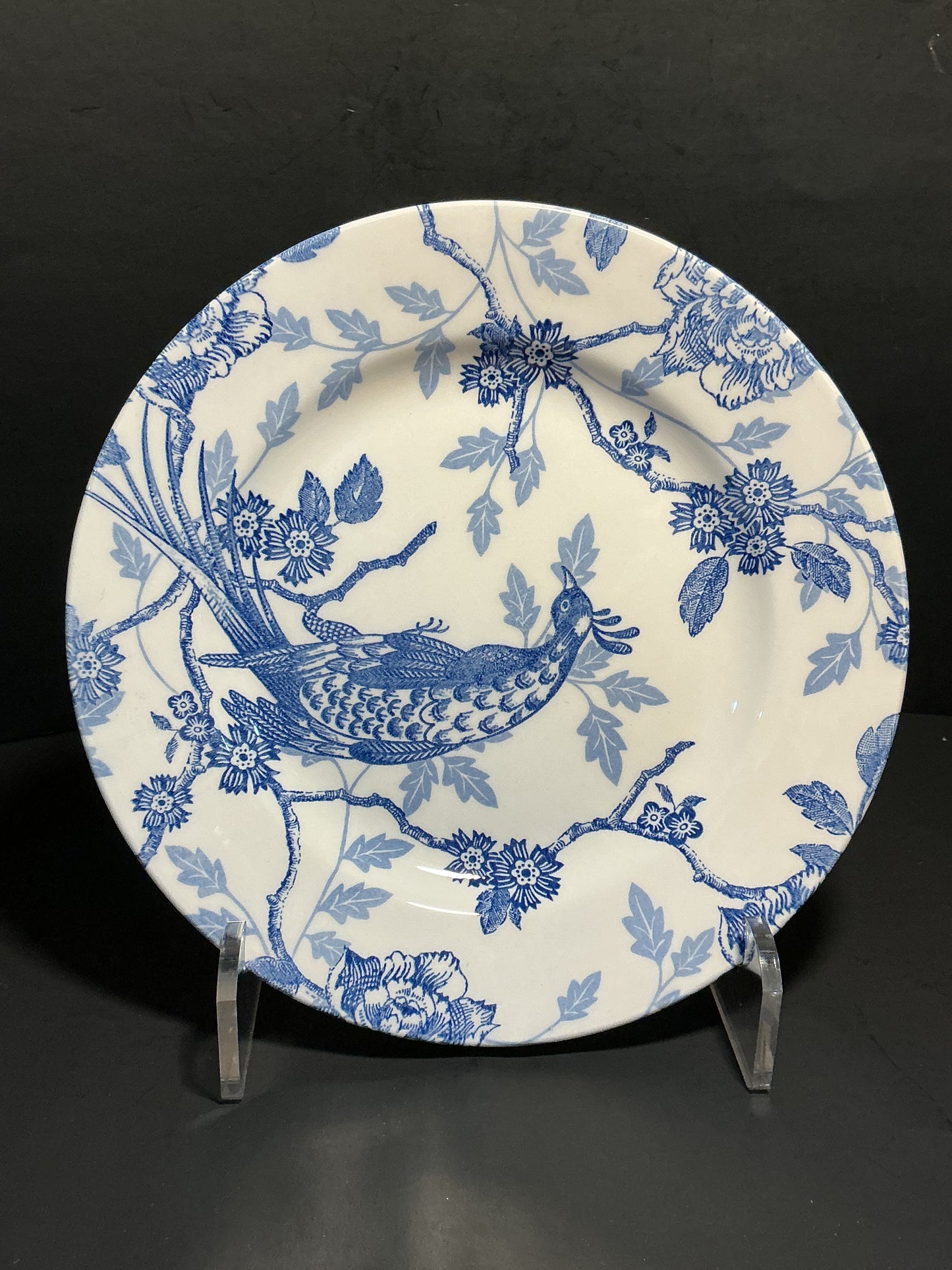 Queen’s Kujaku Blue and White Porcelain 8” Salad Plate. Made in England
