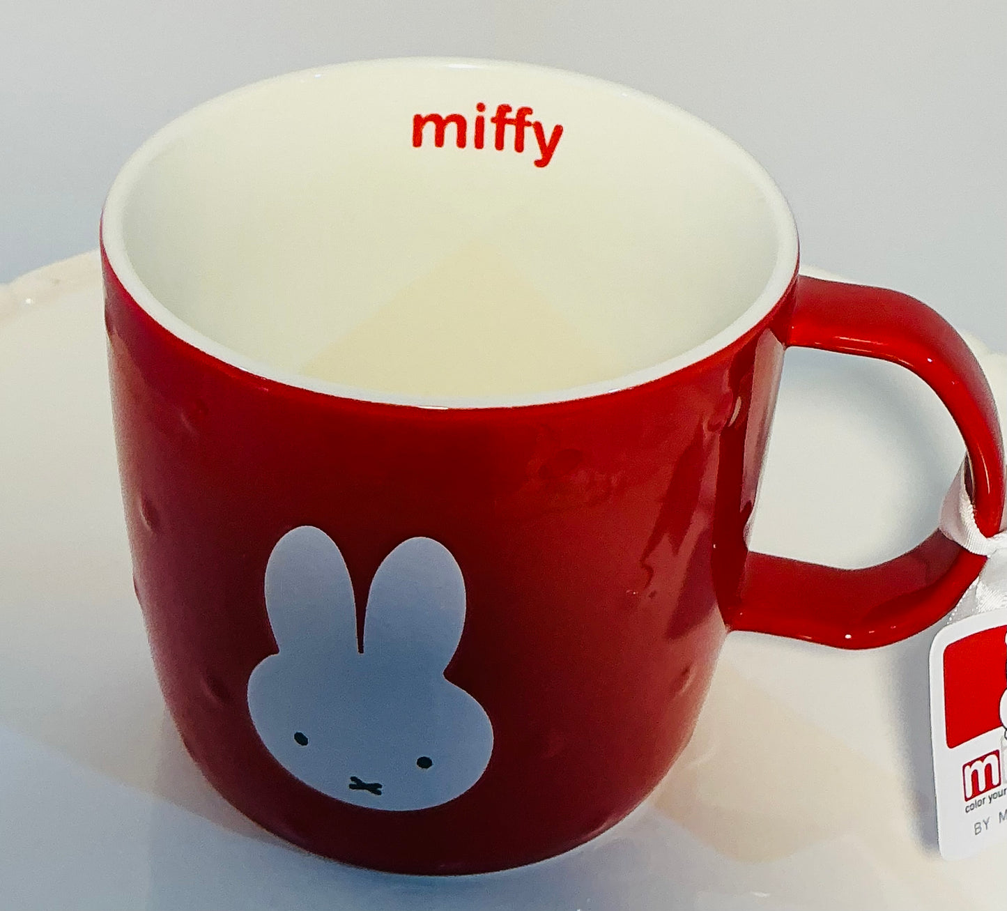 Miffy by Magenta 18oz Red Mug w/ an embossed white interior & white Bunny Face