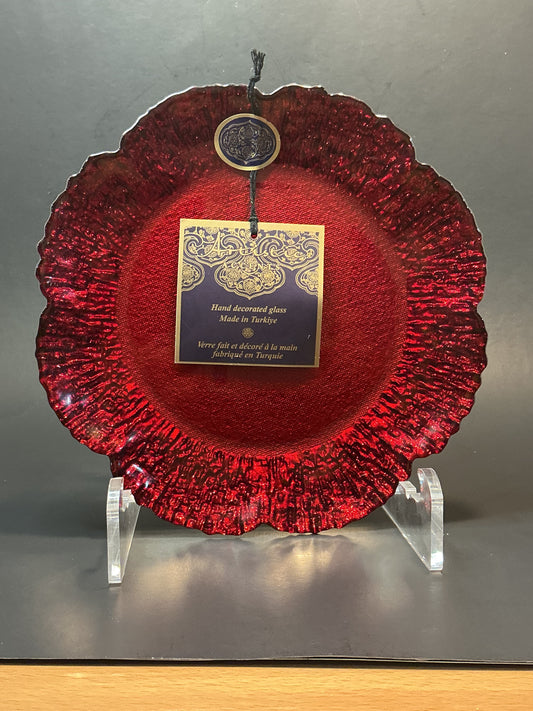 Artistic Accents Hand Decorated glass Salad, Dessert plate 8” Made in Turkey