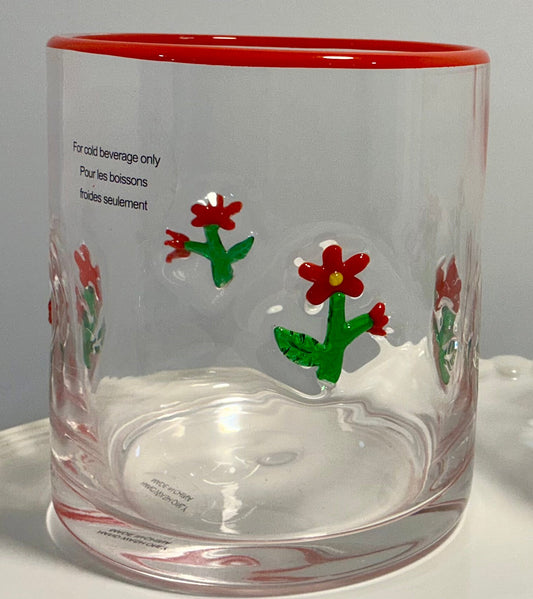 Anthropologie Dupe Red Flowers Icon Glass 17oz