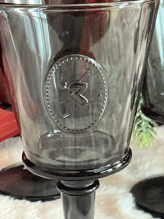 La Rochere Alpine Ski Wine Glass Gray