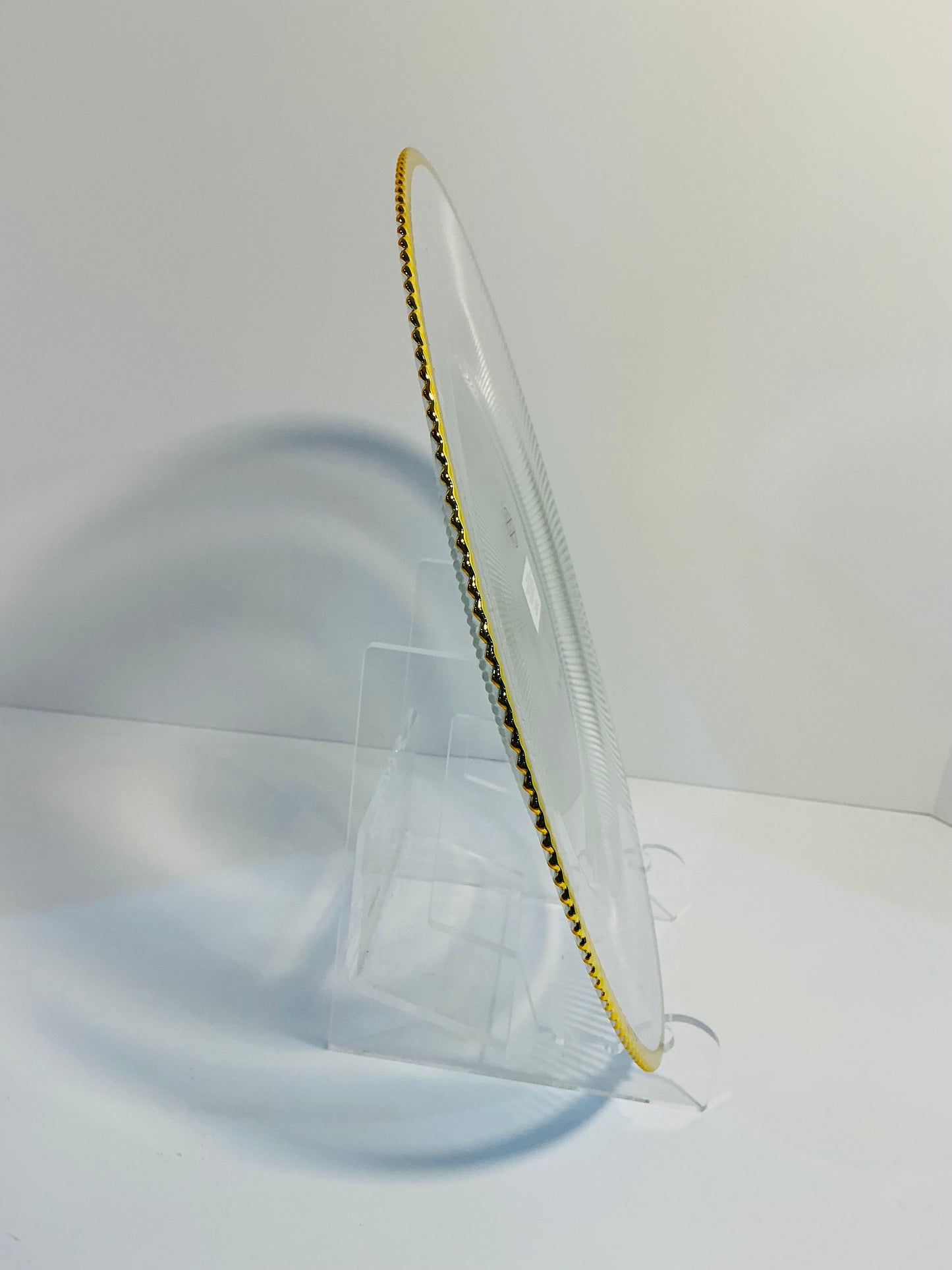Clear Textured Glass Charger Plate w/ Gold Rim 13” multi use, make a perfect gift