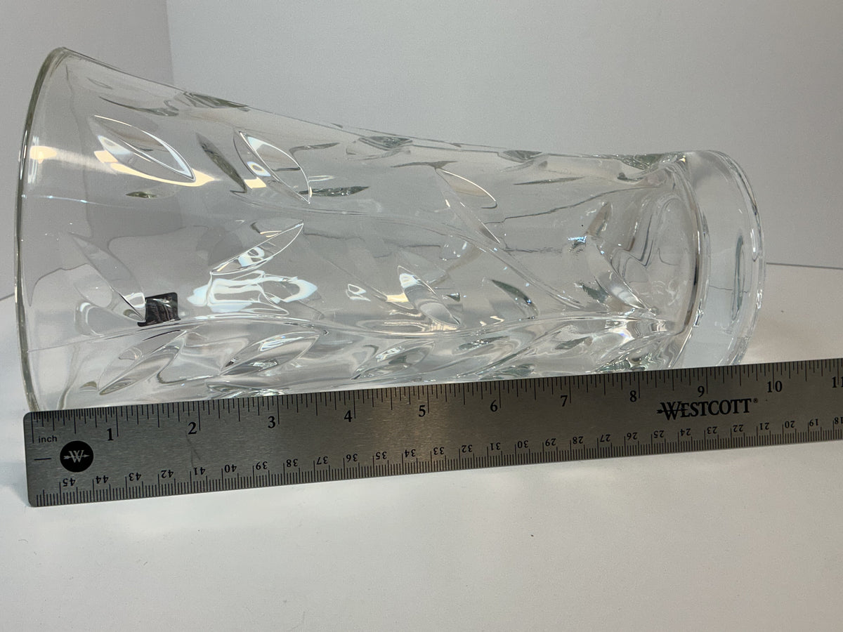 RCR Royal Crystal Rock Laurus Vintage Vase-11” Cut Crystal Floral Leaf Design,Made in Italy