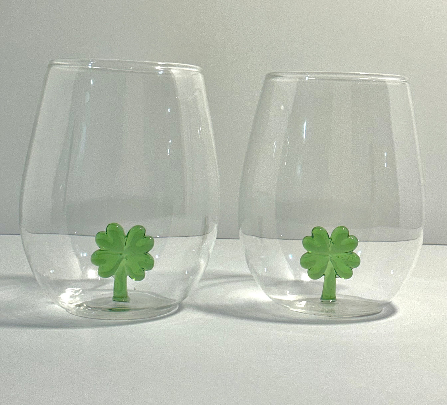 The Ardon Collection Set of 2 Shamrock Stemless Wine Glasses 9oz smaller version 4.5”
