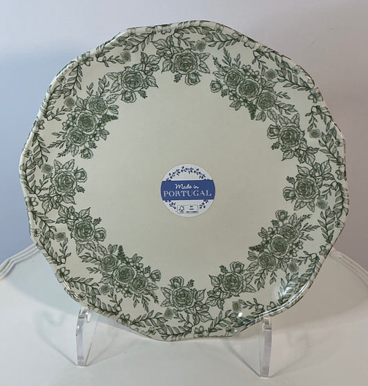 Matceramica Portugal Green Floral Salad Plate 8.5”