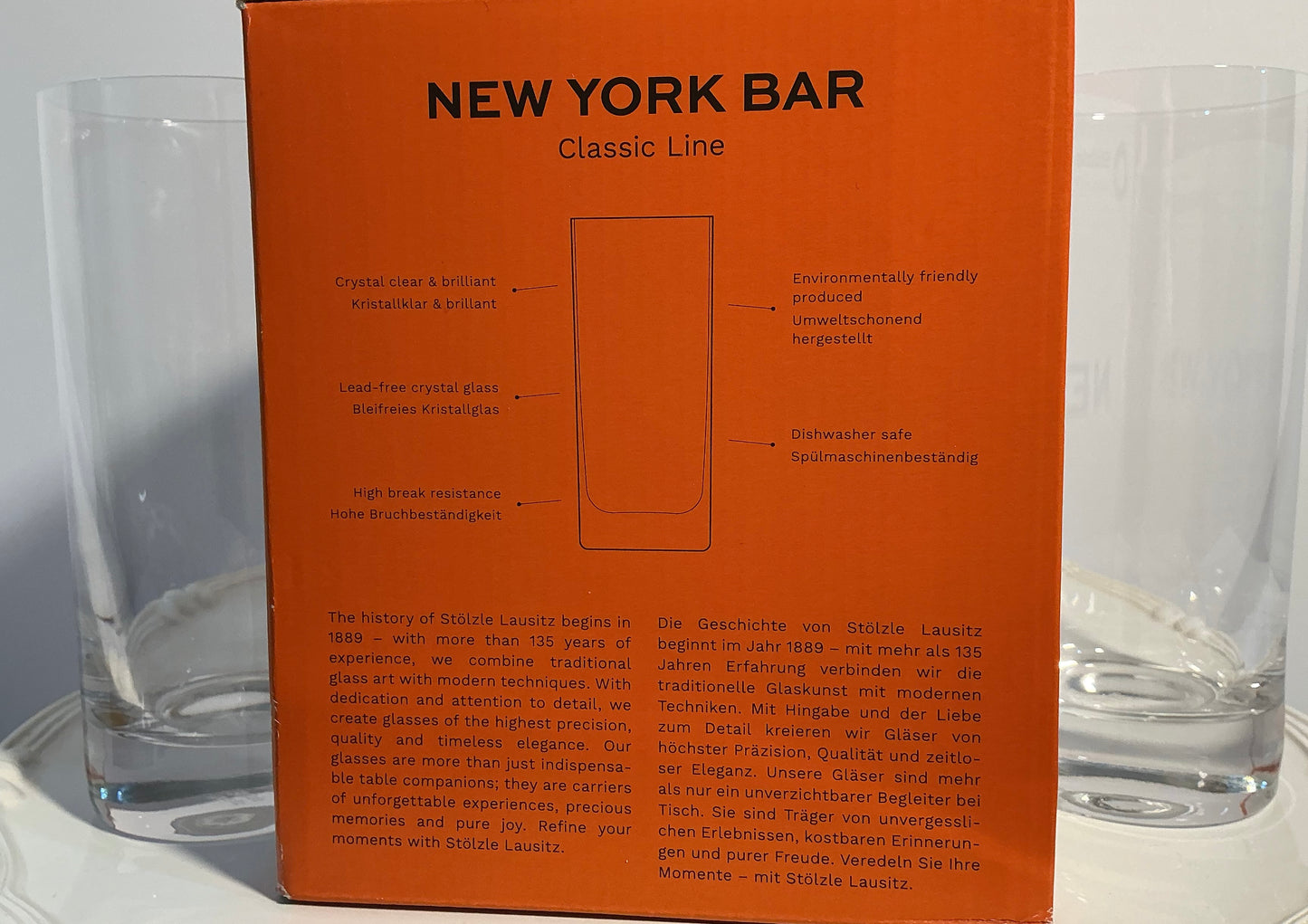 Stôlzle Lausitz Set of 2 juice long weighted bottom glasses, 6”high and 12.75 oz made in Germany