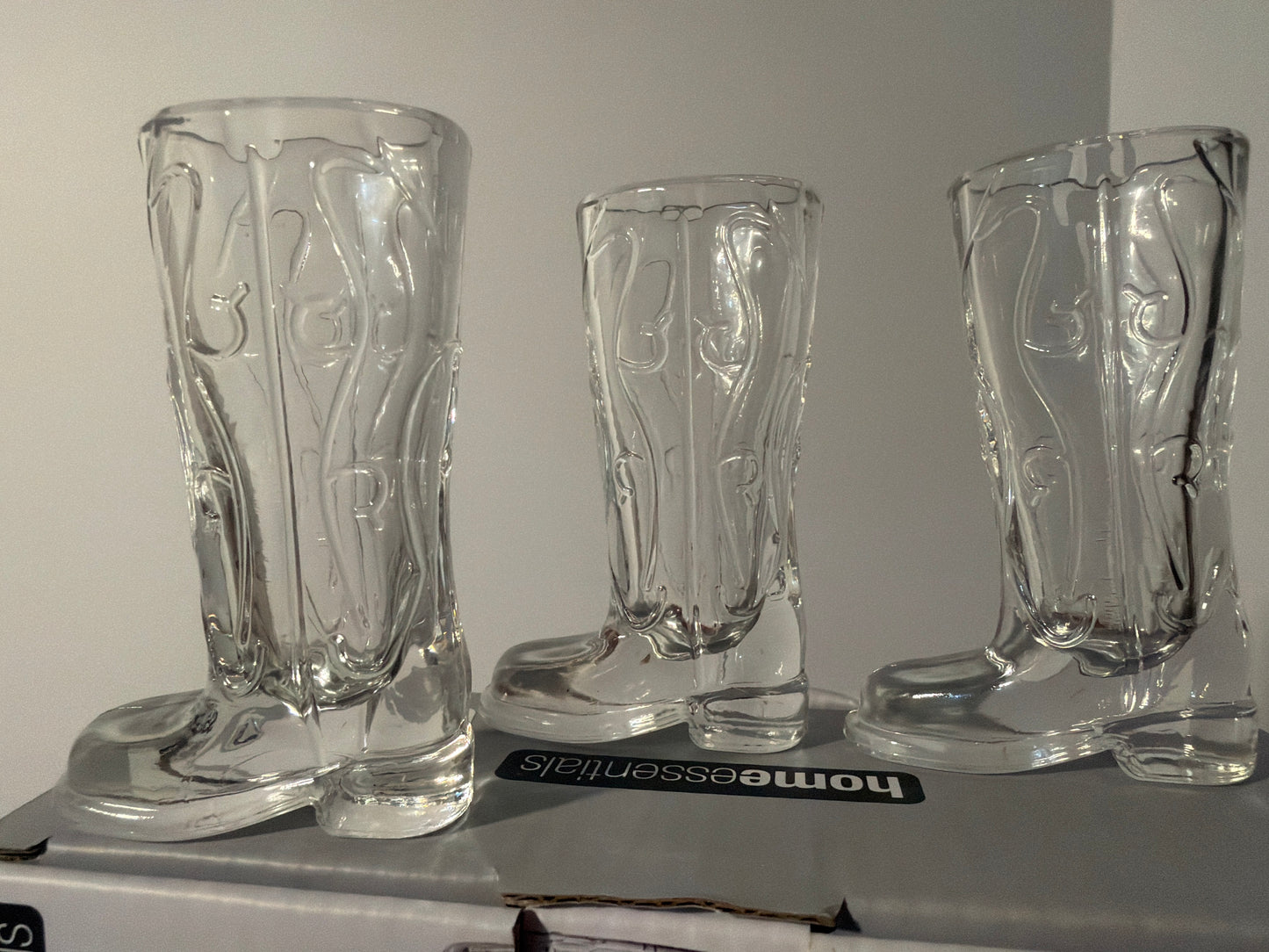 Home Essentials Blush Clear Cowboy Boot Shot Glasses-Set of 6 Western Barware