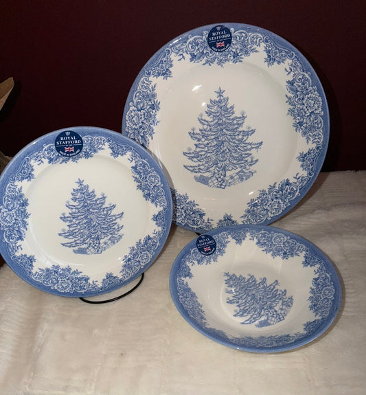 Set of 3 plates Royal Stafford blue