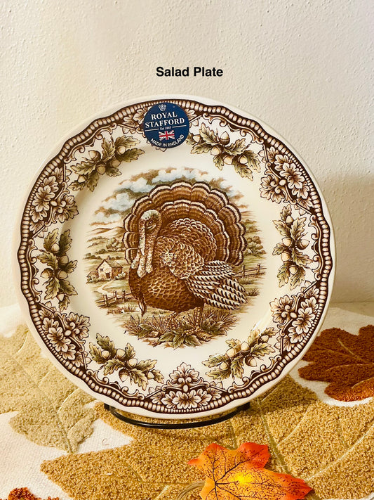 Royal Stafford Homeland Turkey Salad Plate 8 1/4- Discontinued Victorian English Pottery