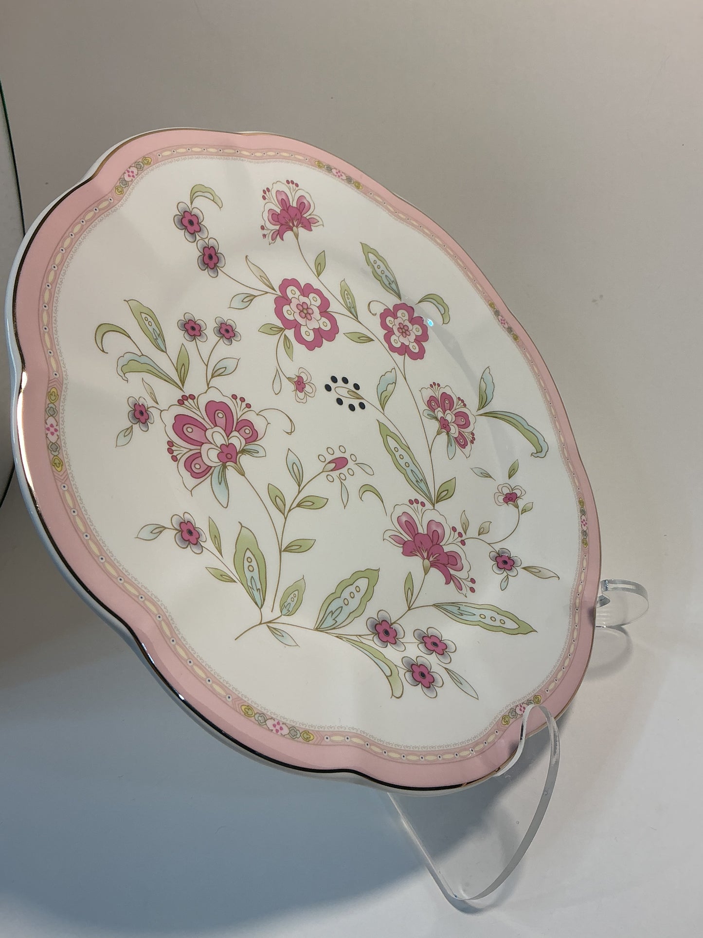 Grace's Teaware Pink Cornflowers Pink Rim 10” Dinner Plate