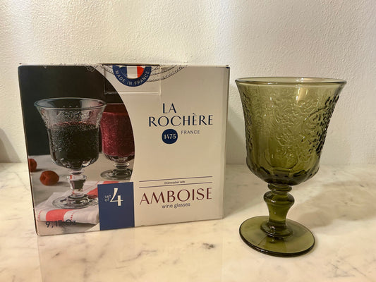 La Rochère Amboise 6 oz Goblet / Wine Glass Olive Green
