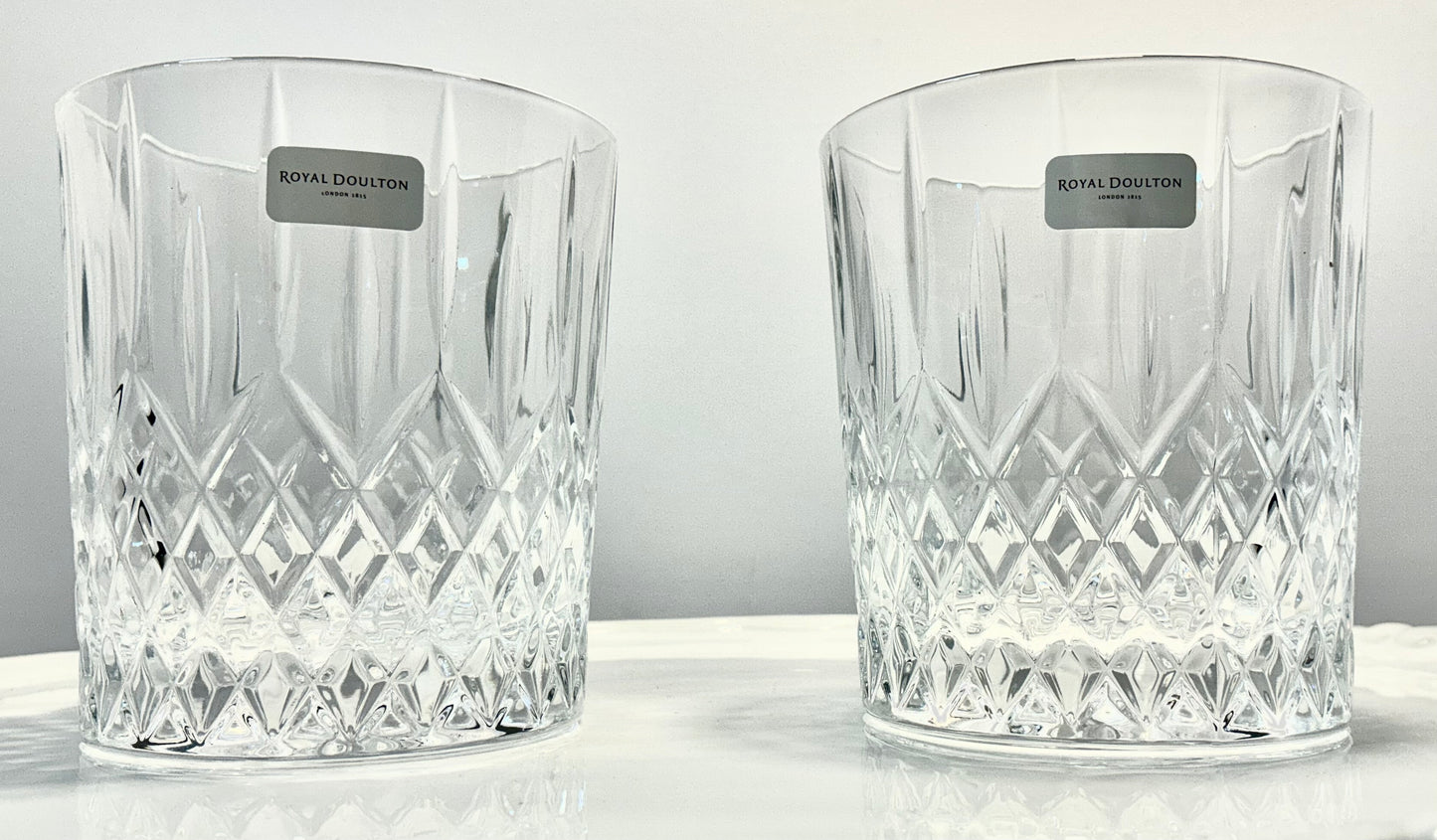 Royal Doulton London Collection Set of 2 Crystal Lowball Whiskey Tumblers