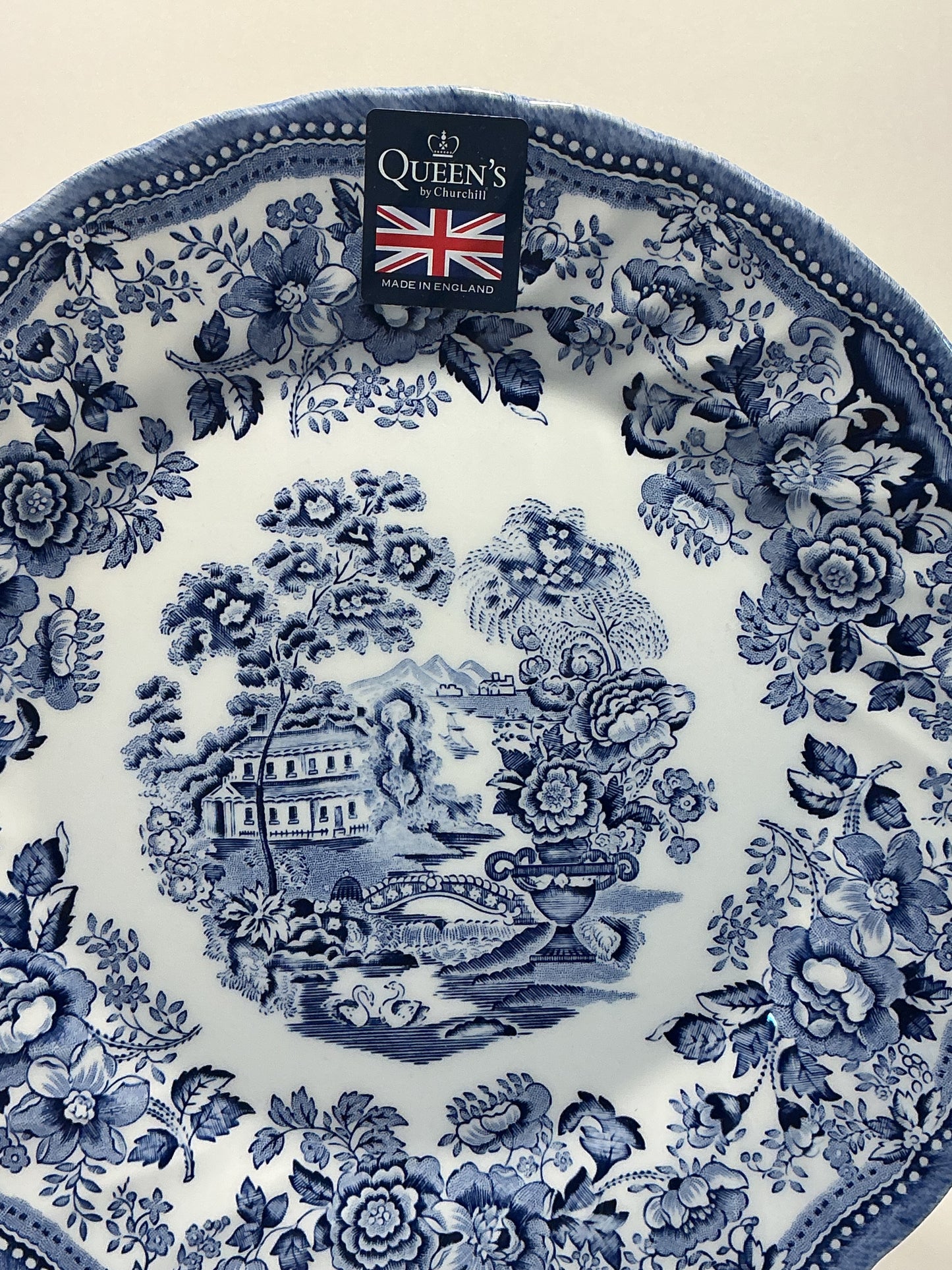 Queen Tonquin Dinner Plate Blue White Porcelain 10” Made In England