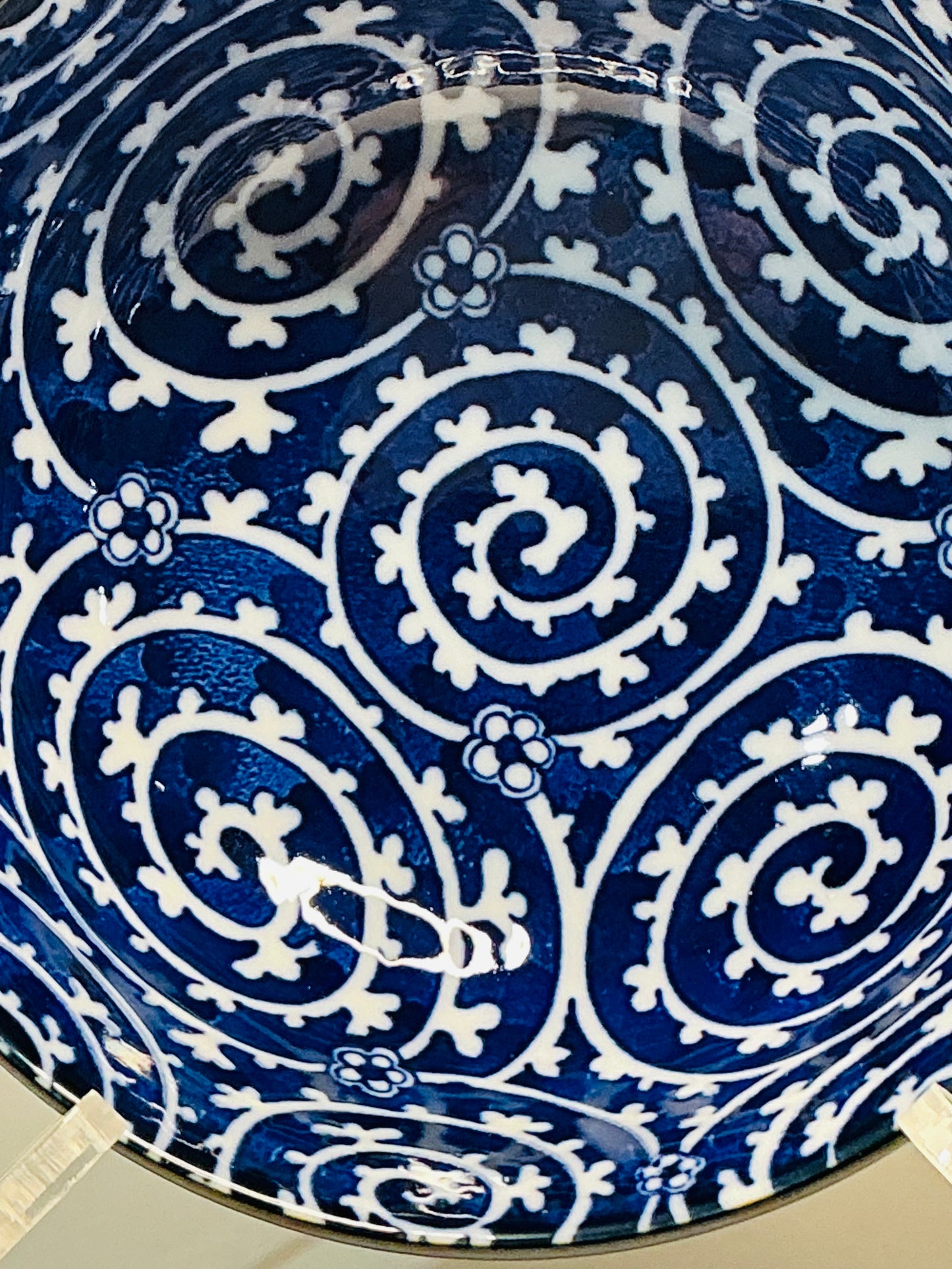 Japan Noodle/ Rice Bowl , Cobalt Swirls Made in Japan