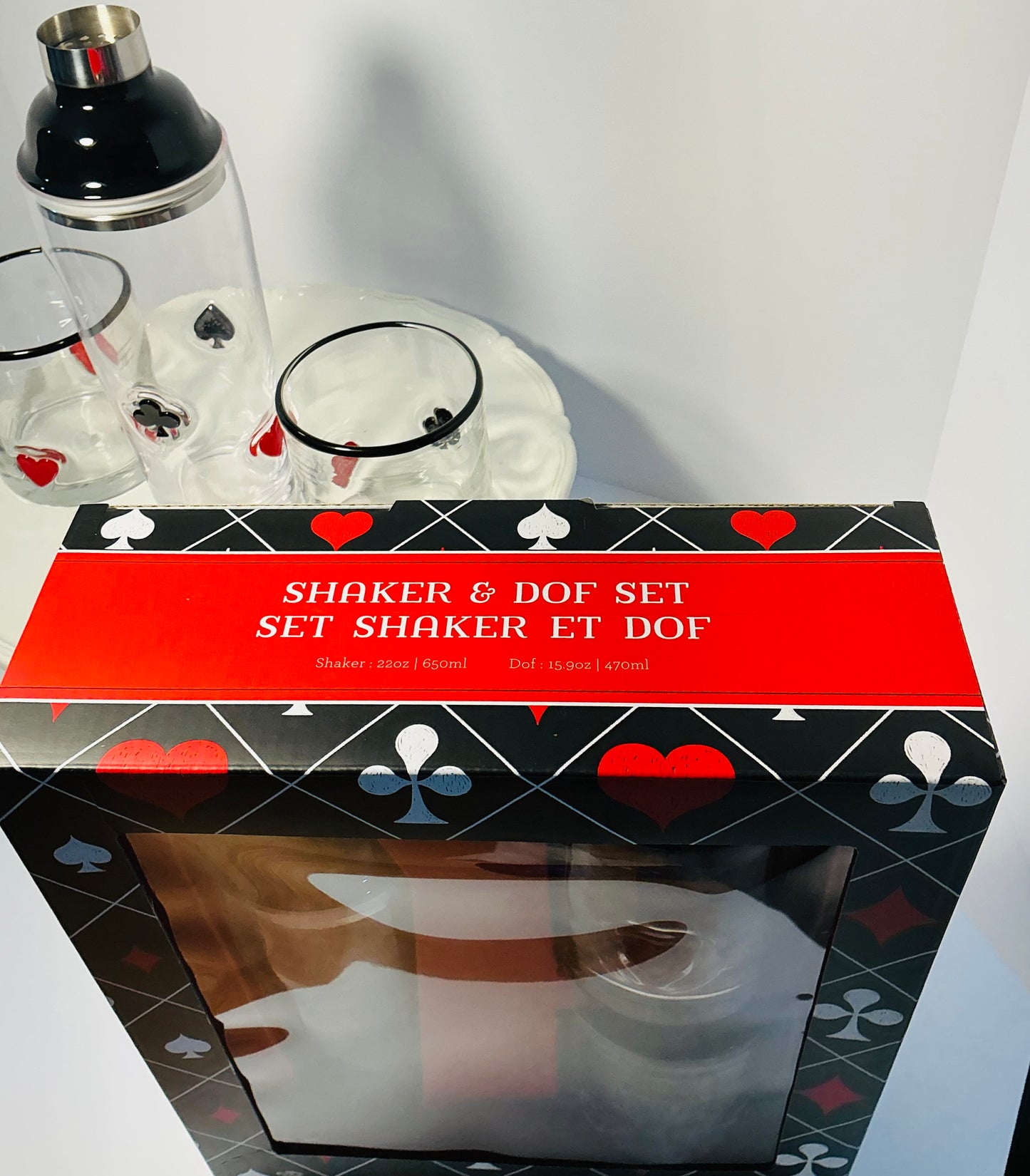 Anthropologie Dupe Poker Casino Set of Whiskey Glasses & Shaker