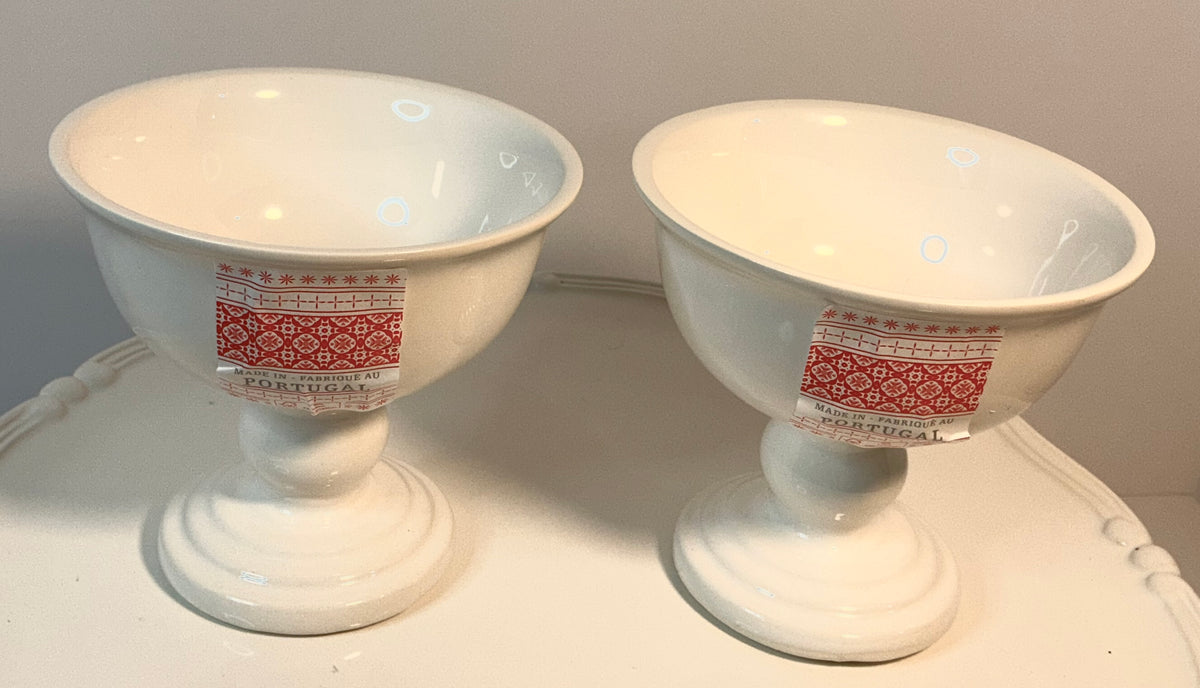 Made in Portugal set of 2 Pedestal Fruit , Ice Cream Bowls