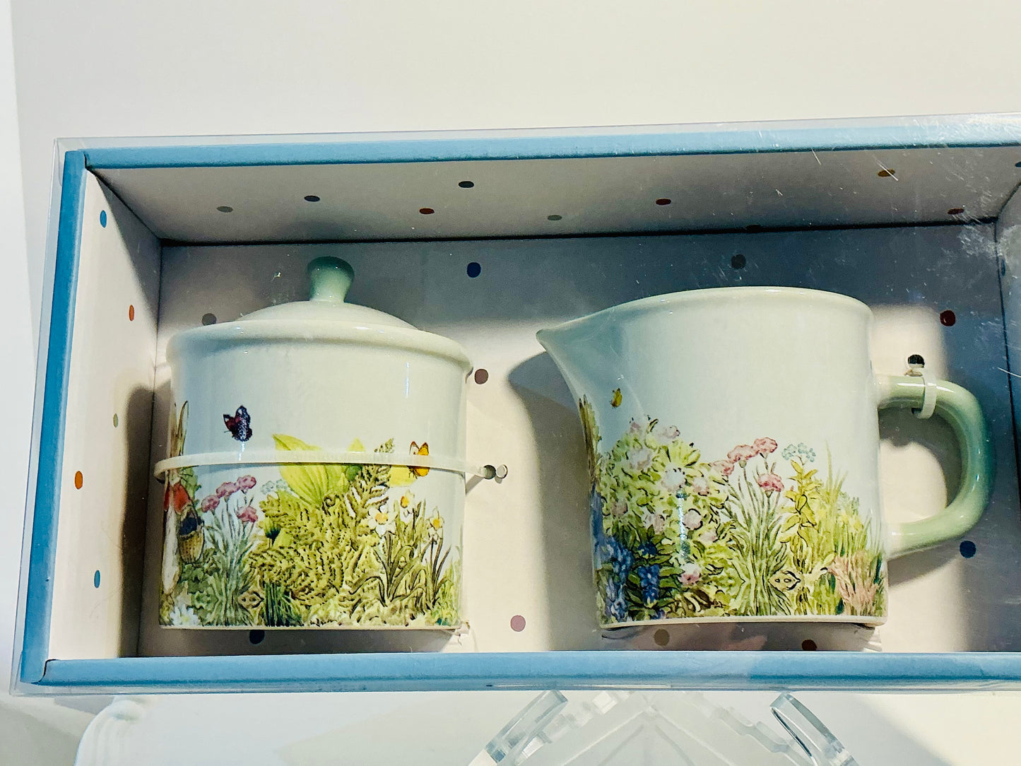 Beatrix Potter Peter Rabbit Set of Creamer and Sugar Bowl perfect for Easter and Spring