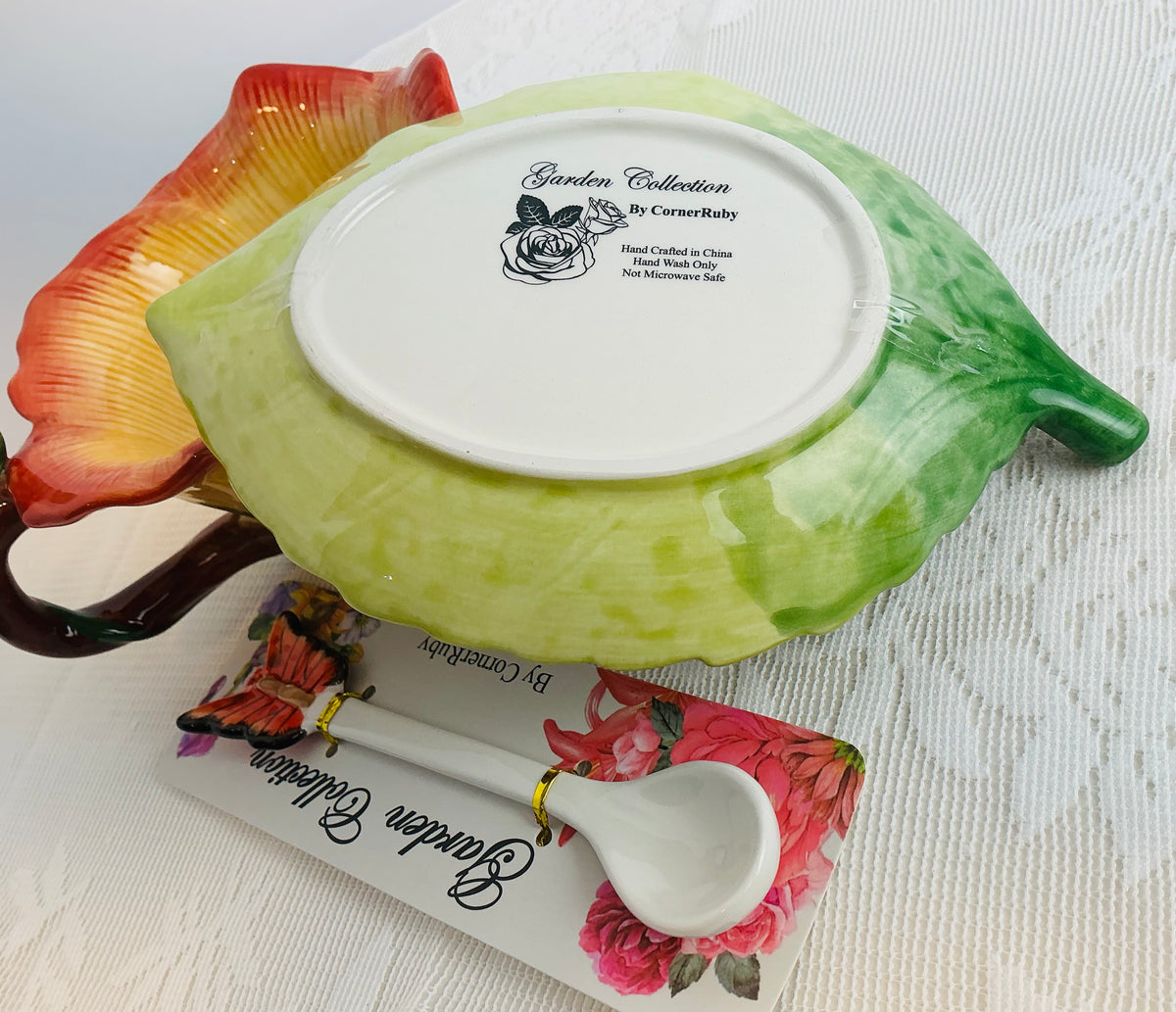 CornerRuby Garden Collection Handcrafted Flower Mug & Teacup Set