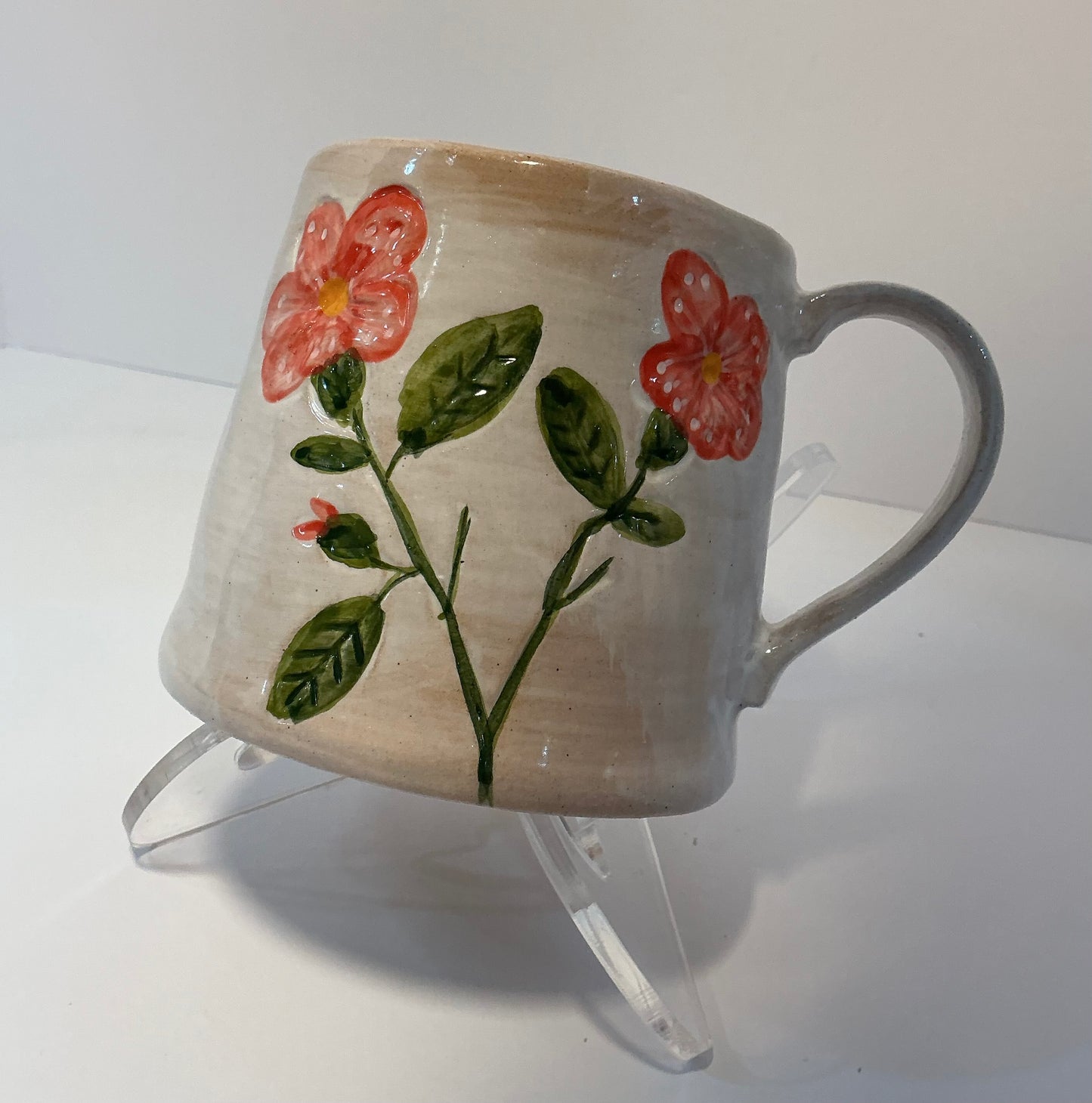 Potter’s Studio Hand-Painted Floral Ceramic Mug ( Multiple colors)