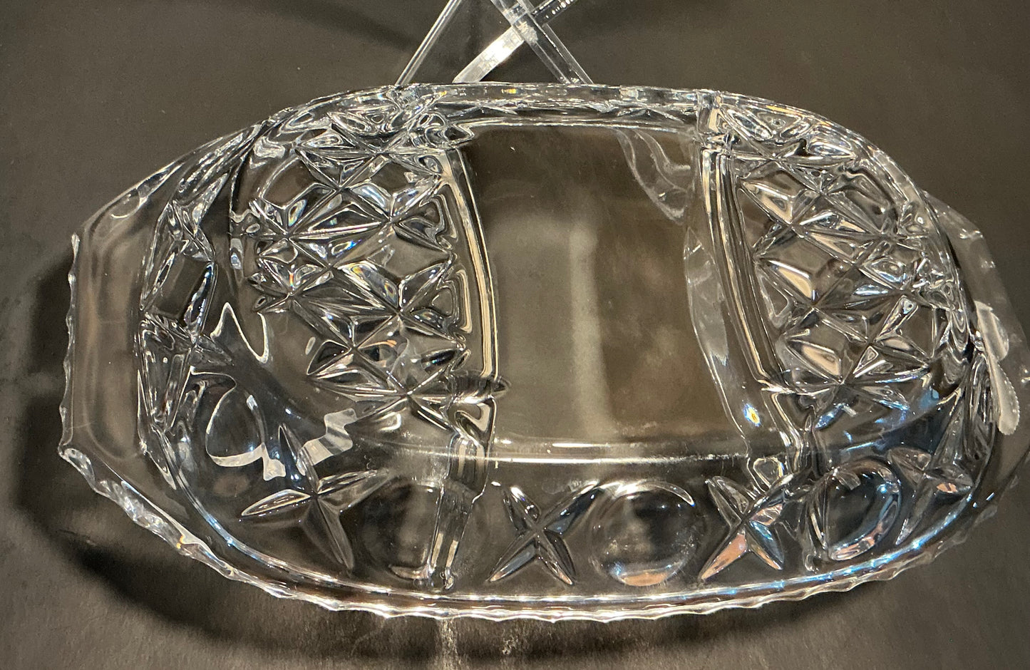 Bohemia 24% Lead Crystal divided serving dish or relish tray,Made in the Czech Republic 5”x8”