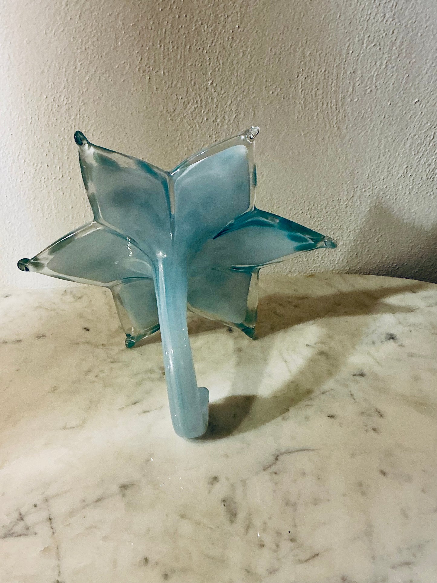 Hand Blown Murano Glass Yellow And Clear Flower Shaped Table Flower