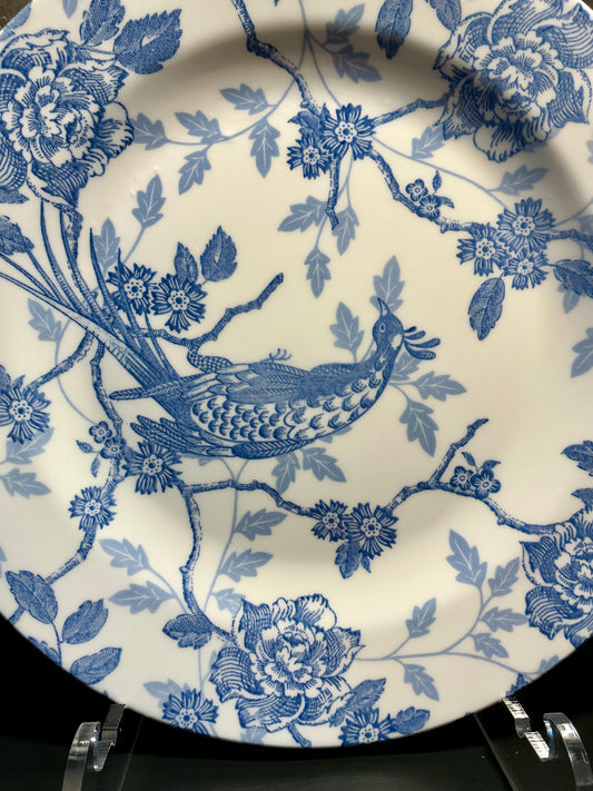 Queen’s Kujaku Blue and White Porcelain 10.5” Dinner Plate.Made in England