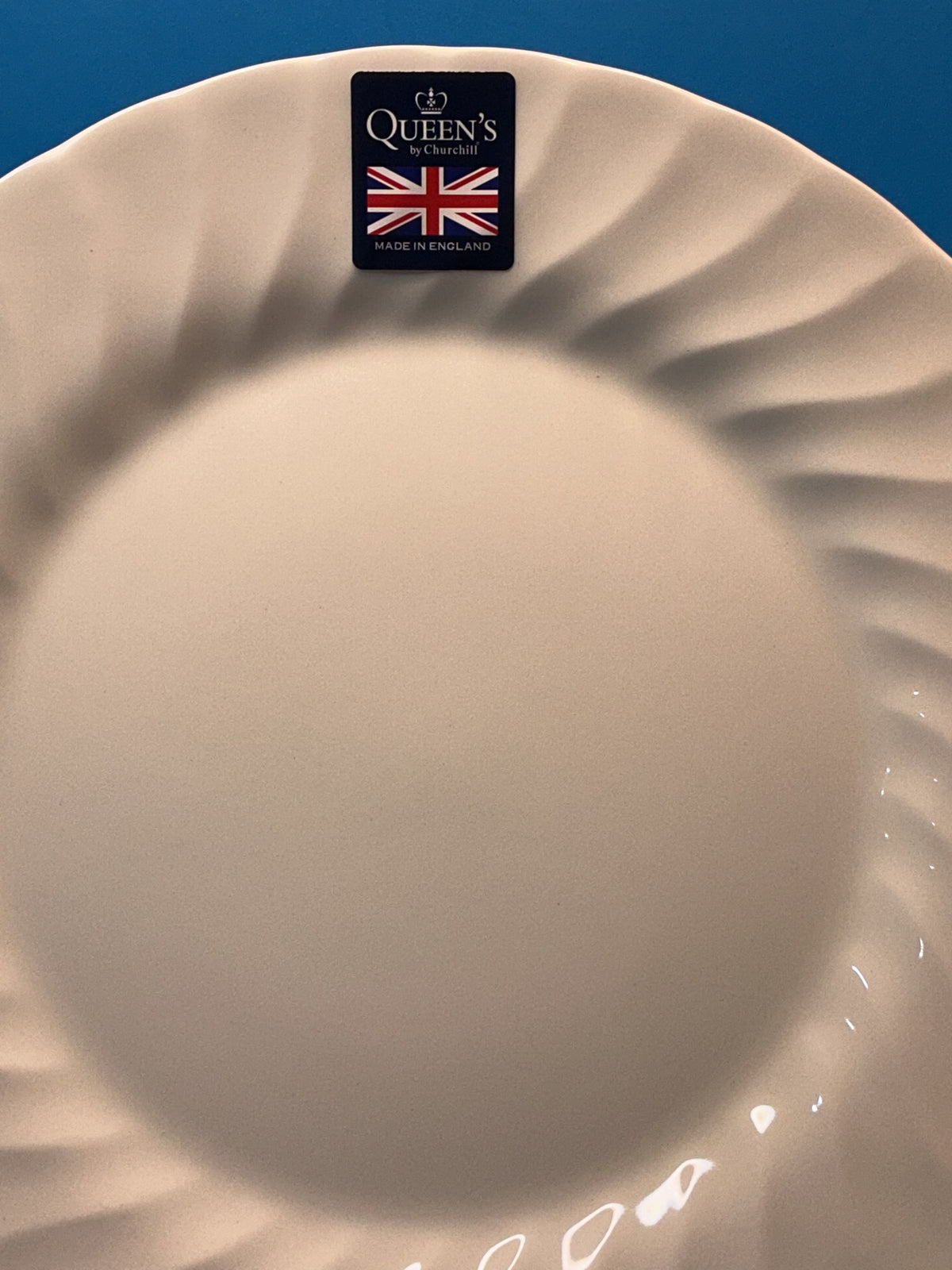 Queen’s by Churchill Dinner Plate 10” Chelsea white featuring an embossed swirl pattern , made in England
