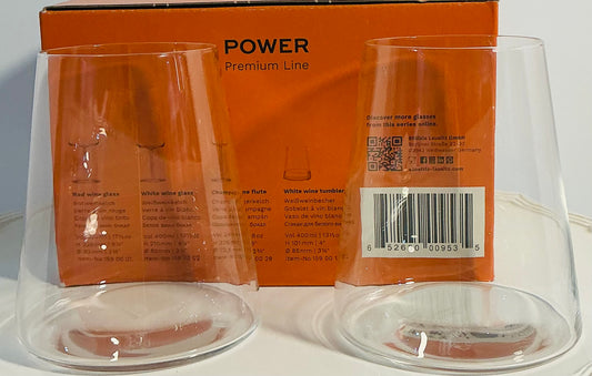 Stôlzle Lausitz Power Collection 13.5 stemless crystal White Wine Set of 2 Tumblers made in Germany
