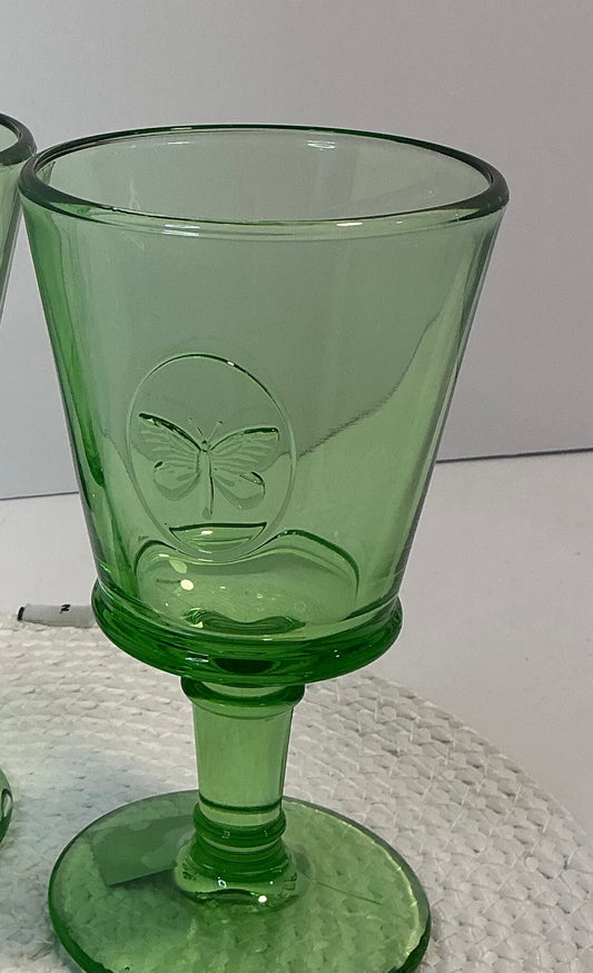 La Rochère Papillon (butterfly) Mint Green available in Wine OR Tumbler Made in France