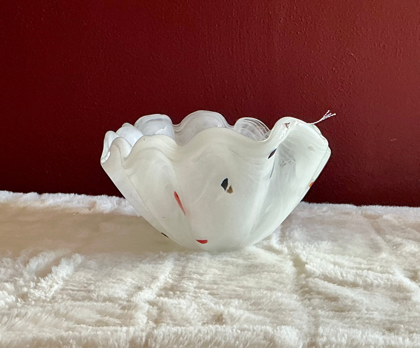 Confetti Hand Blown Glass Bowl Blue Red Green White Murano Italy