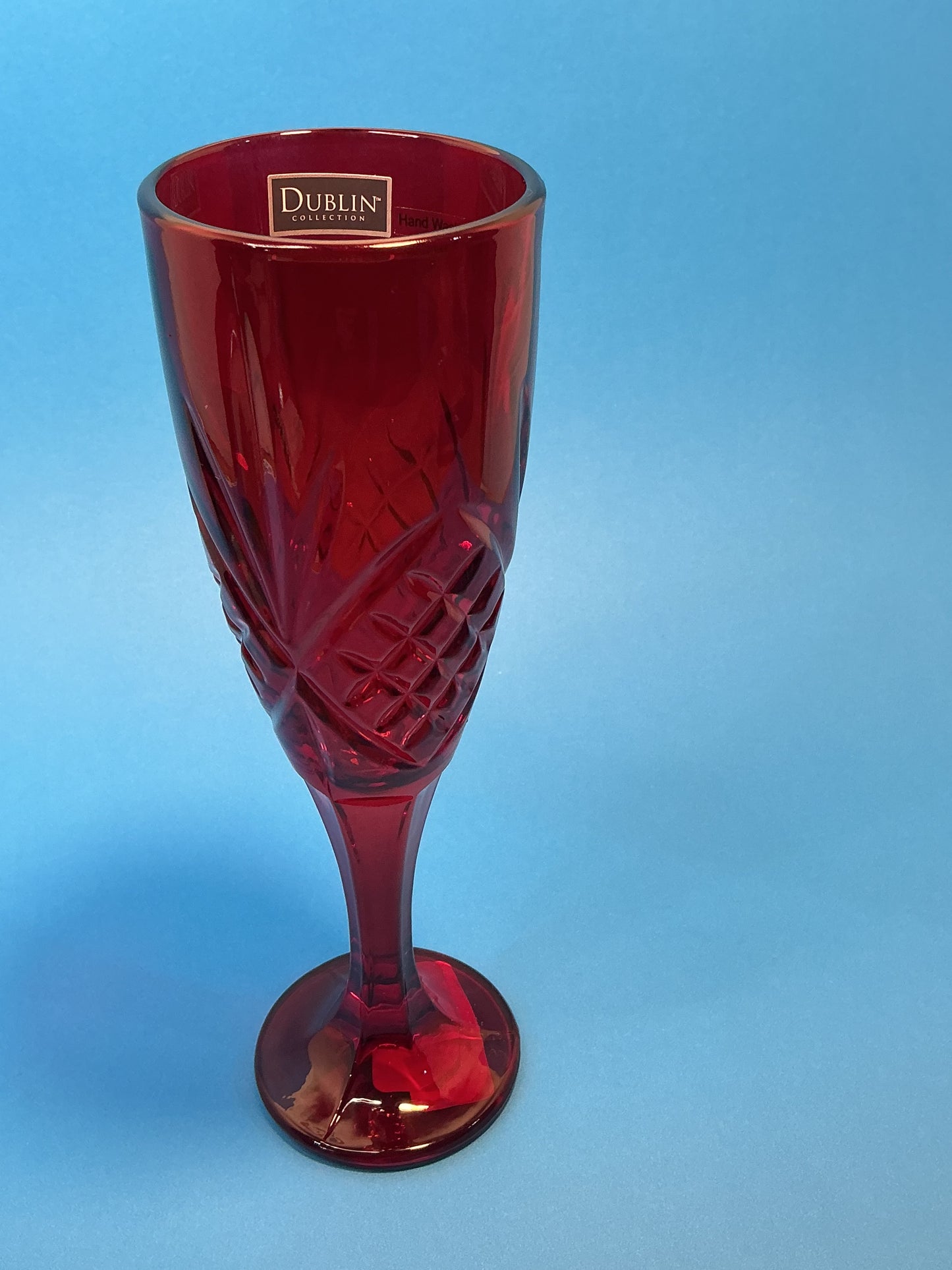 Godinger Dublin flute champagne Red - made from durable lead free crystal 6oz