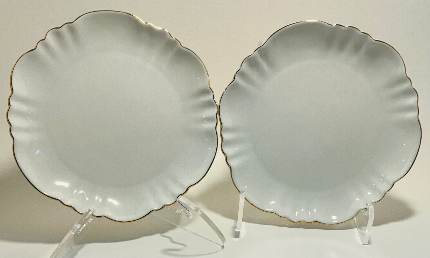 Grace’s Teaware set of 2 Gold Scallops Fine Porcelain 7.5” Salad Plates