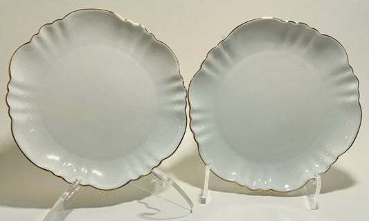 Grace’s Teaware set of 2 Gold Scallops Fine Porcelain 7.5” Salad Plates