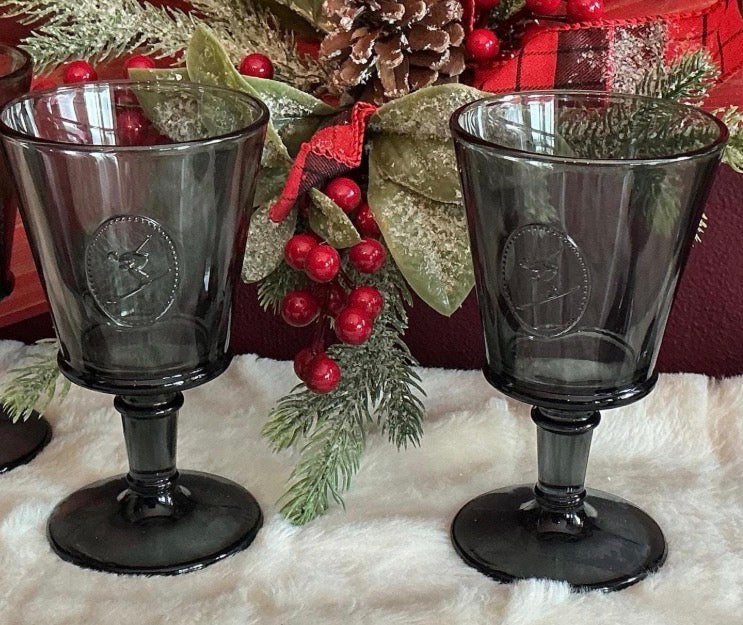 New Set of 2 La Rochère  Alpine Ski wine glasses