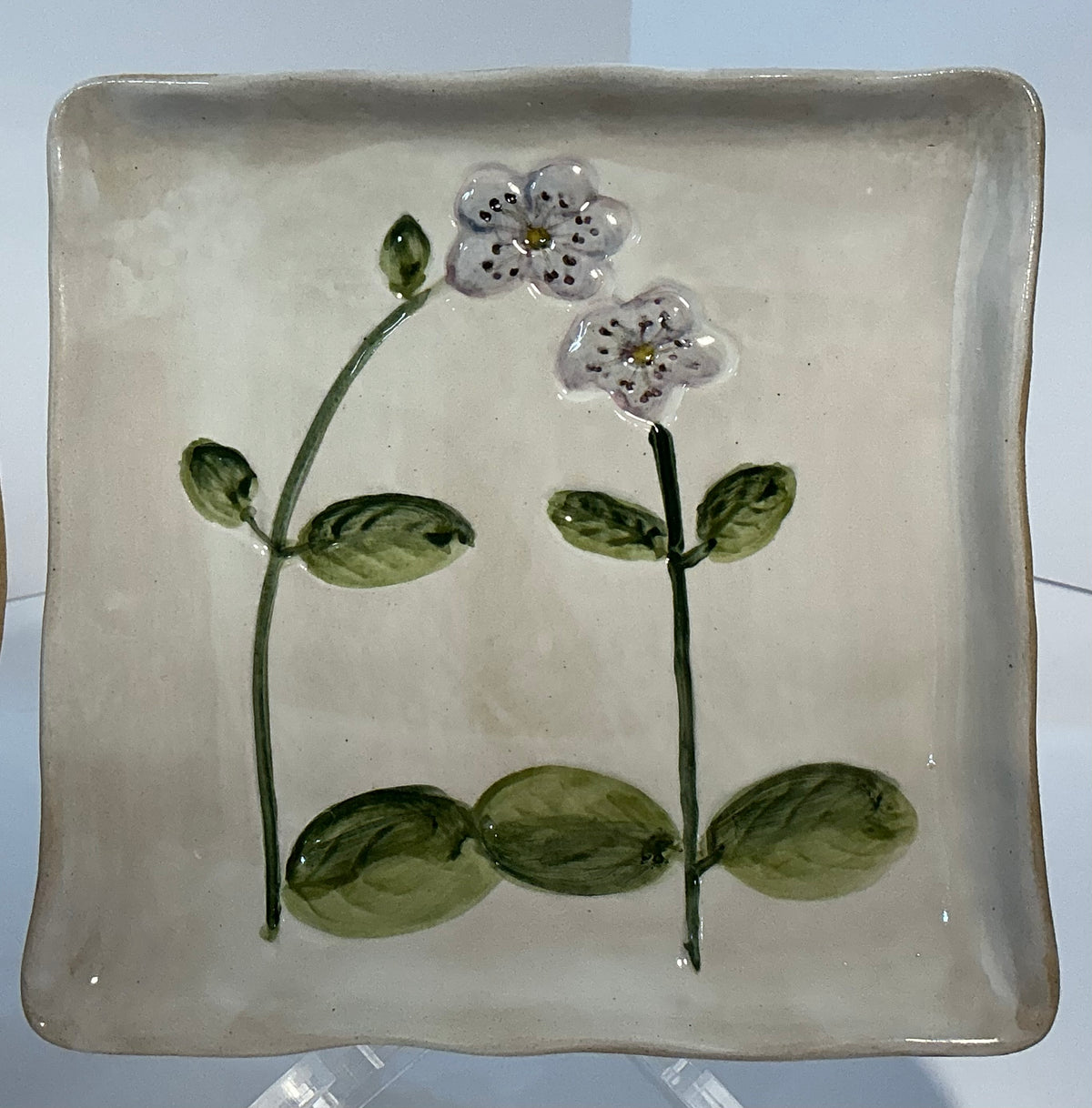 Potter’s Studio Hand-Painted Lavender Floral Square 5x5 Small Ceramic Dish